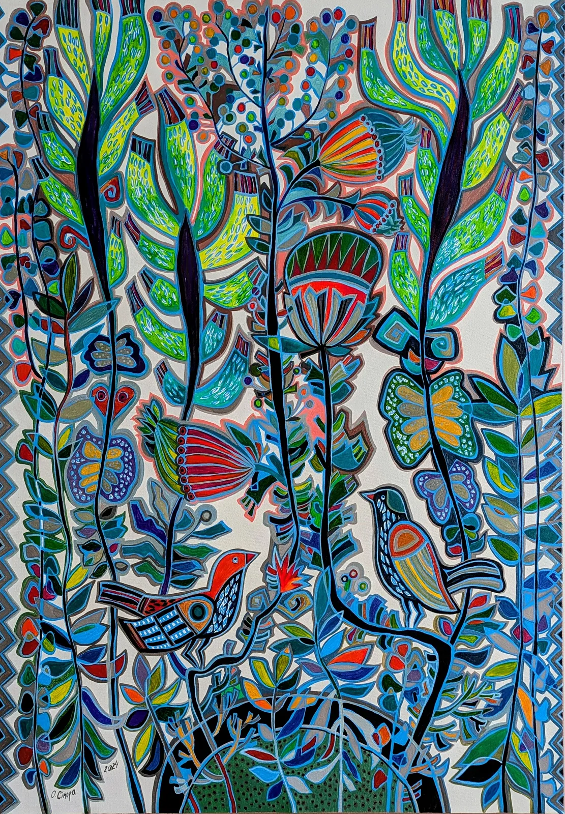 Image of В очікуванні світанку  by Olesya Sikora, size: 70/100, made of пол.акрил, from Дрогобич , part of the Квіти і пташки series, priced at ₴27000