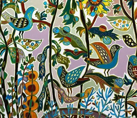 Image of Sunny by Olesia Sikora, size: 90х90 см, made of acrylic on canvas, Painting on glass medium, from Drohobych, part of the Flowers and Birds series, priced at ₴35000 Photo 2 of 2.