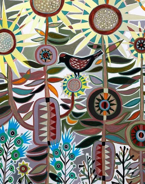 Image of Autumn by Olesia Sikora, size: 70х90 см, made of acrylic on canvas, Painting medium, from Drohobych, part of the Flowers and Birds series, priced at ₴35000 Photo 2 of 2.