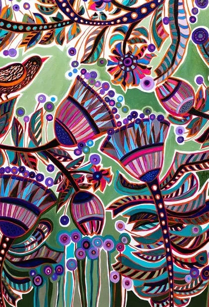 Зображення "Літо на Бойківщині" від Олеся Сікора, розмір: 70х100 см, матеріали: полотно, акрил, медіум: Живопис, місто: Дрогобич, серія: Квіти і пташки, ціна: ₴27000 Фото 2 з 2.