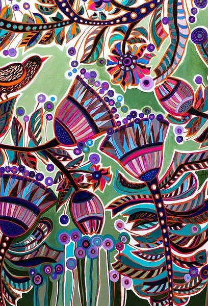 Image of Summer in Boykivshchyna by Olesya Sikora, size: 70х100 см, made of canvas, acrylic, Painting medium, from Drohobych, part of the Квіти і пташки series, priced at ₴27000 Photo 2 of 2.