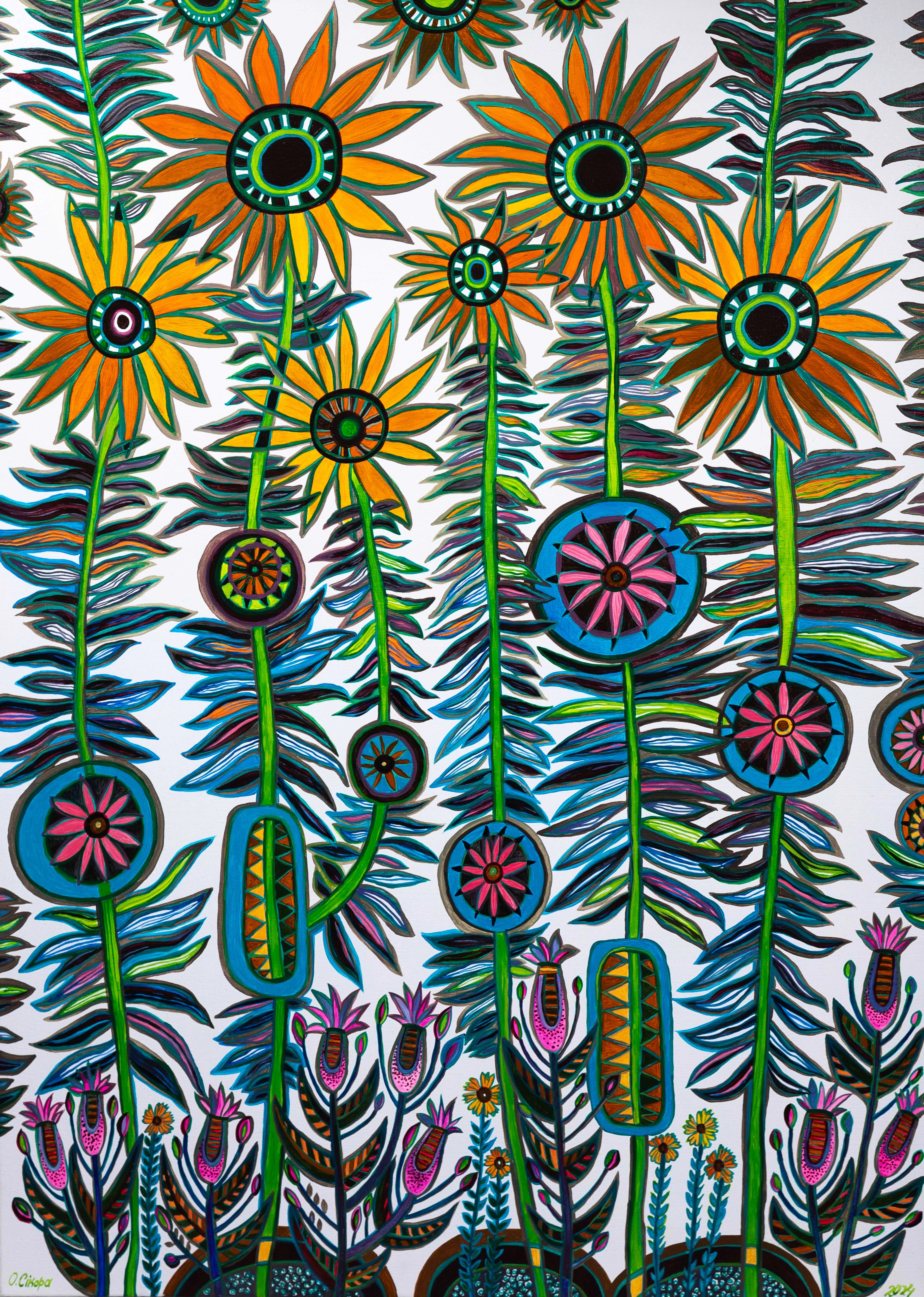 Image of Flowers by Olesya Sikora, size: 75х105 см, made of canvas, acrylic, Painting medium, from Drohobych, priced at ₴26000