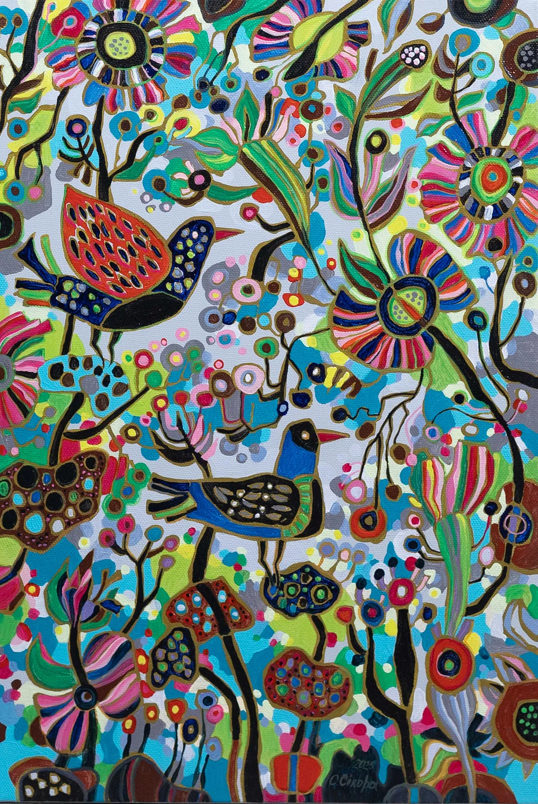 Image of Life blooms by Olesya Sikora, size: 40х60 см, made of canvas, acrylic, Painting medium, from Drohobych, part of the Квіти і пташки series, priced at ₴13000