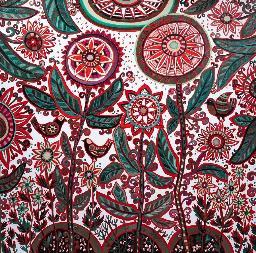 Image of Christmas Motifs by Olesya Sikora, size: 100х100 см, made of canvas, oil, Painting medium, from Drohobych, priced at ₴27000