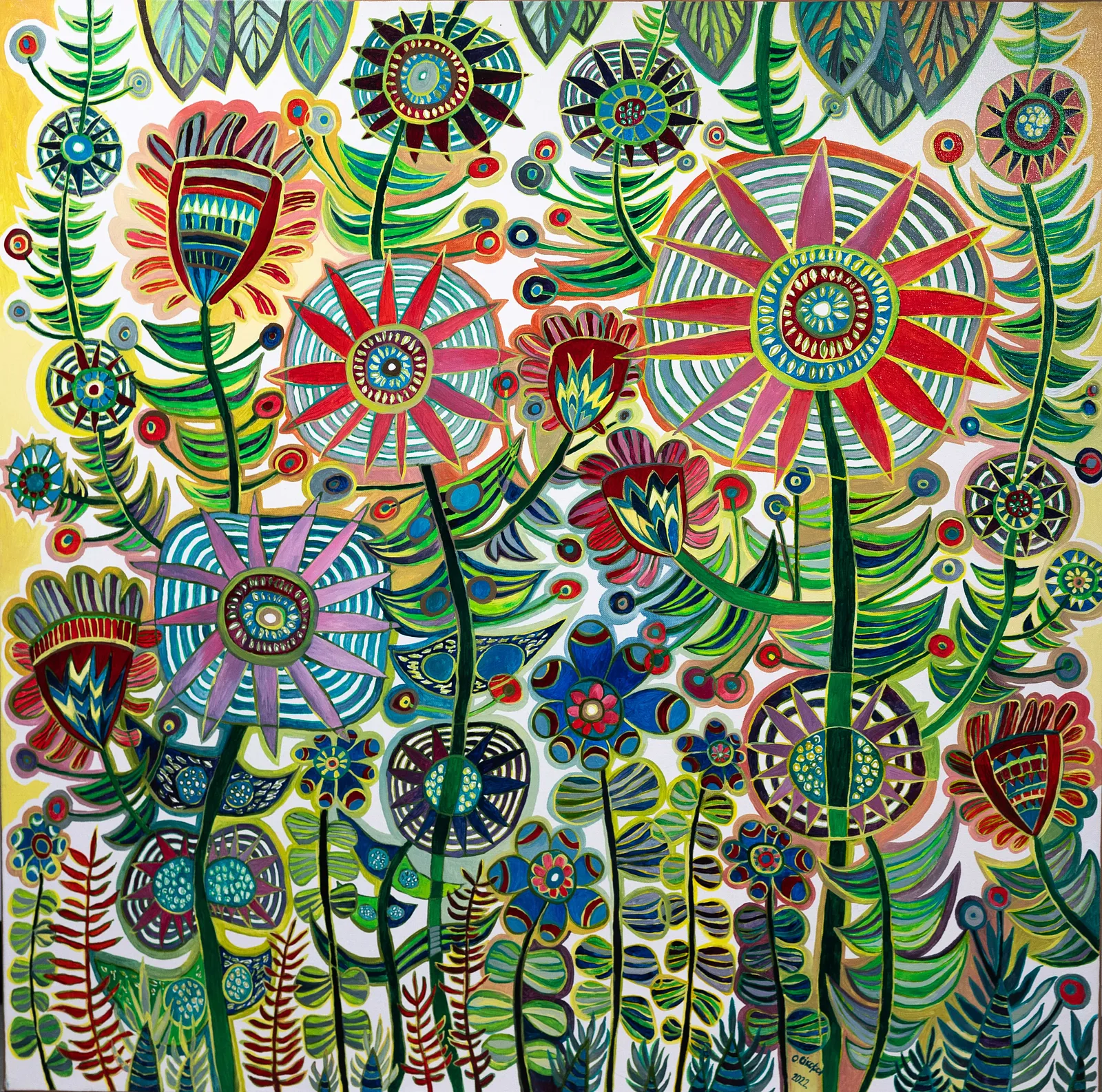 Image of Flowers by Olesya Sikora, size: 100х100 см, made of canvas, oil, Painting medium, from Drohobych, priced at ₴27000